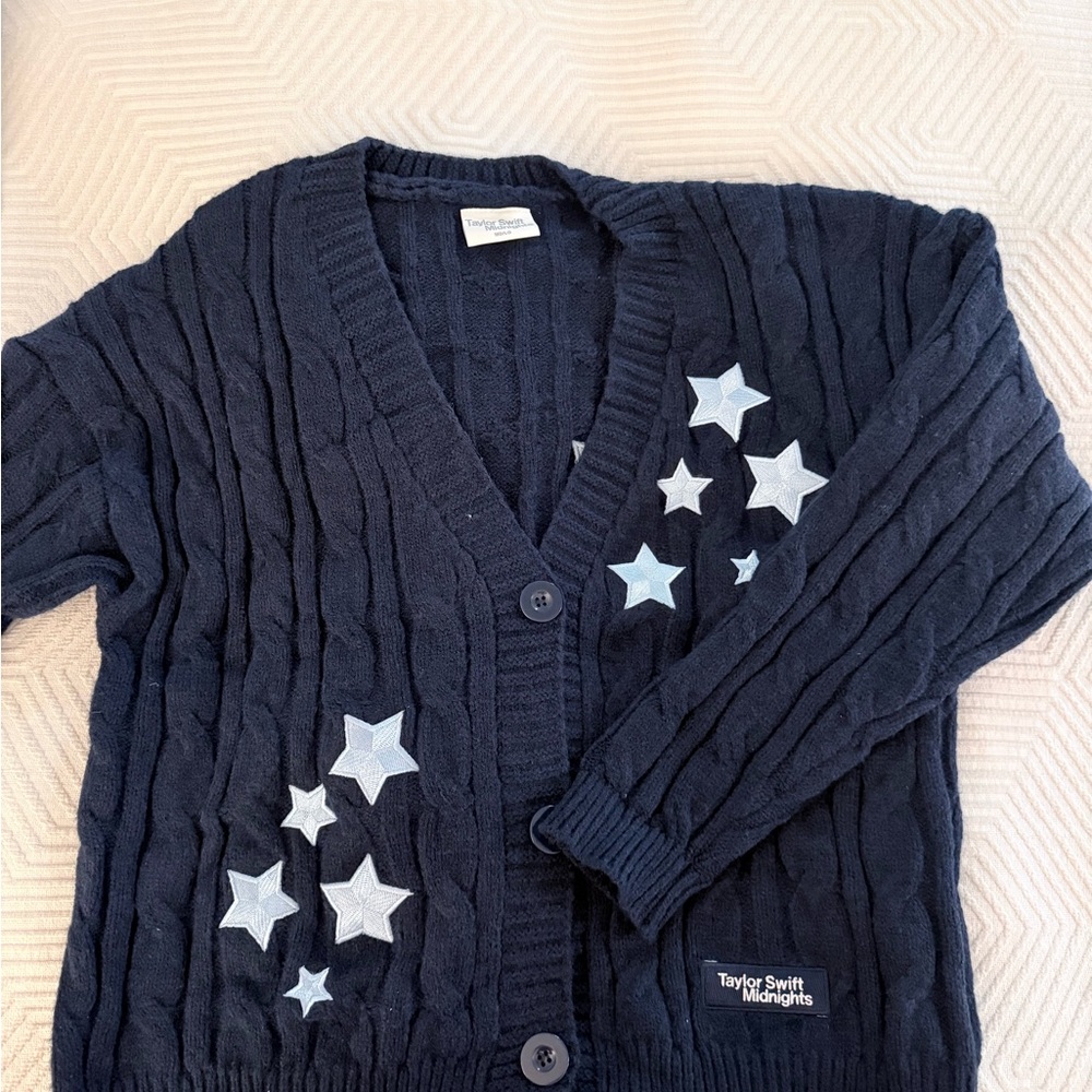 Taylor Swift Midnights Navy Cardigan with Star Pattern